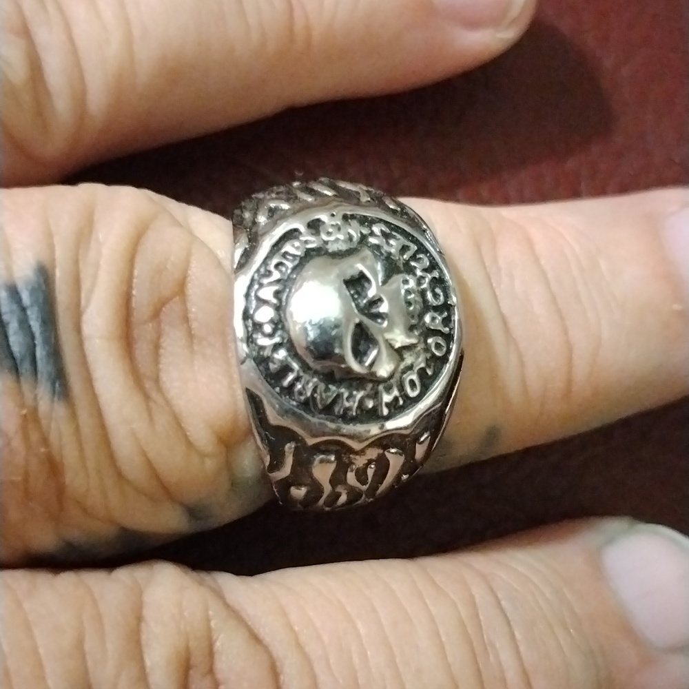 Mens stainless steel harley davidson ring